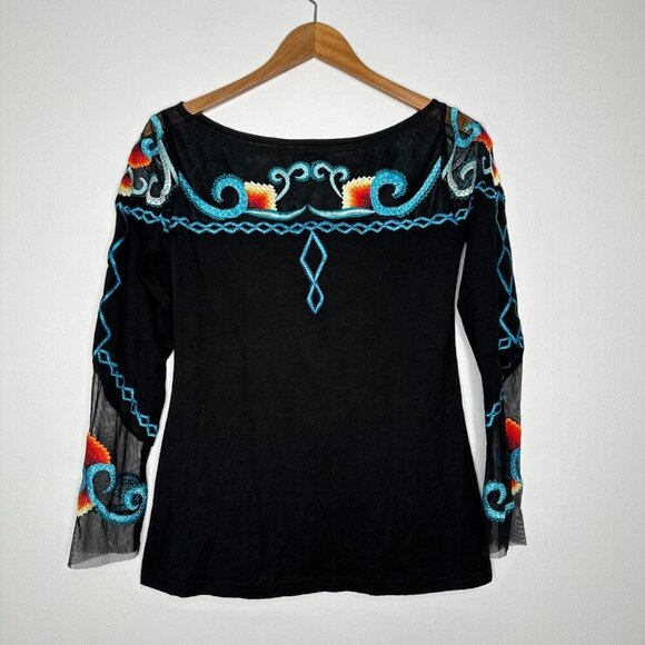 Vintage Collection Mesh Top Small Black Butterfly Embroidered Whimsigoth - Picture 1 of 9